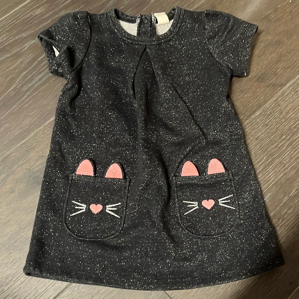 Tucker + Tate Nordstrom black glitter cat dress short sleeves 18 months